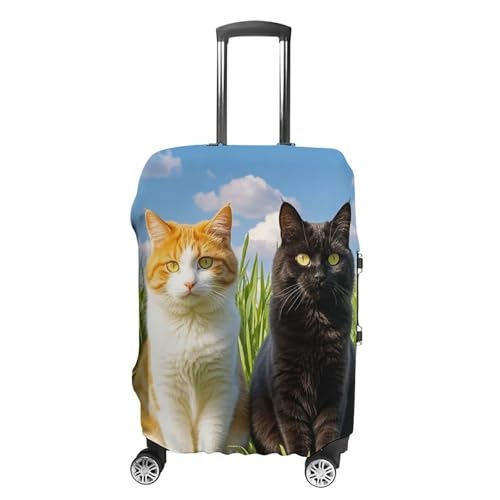 Luggage Covers for Suitcase Travel Luggage Case Cover Cat on The Grass Luggage Protector Suitcase Cover Washable Stretch Suitcase Protector Fits 19-32 Inch Luggage L