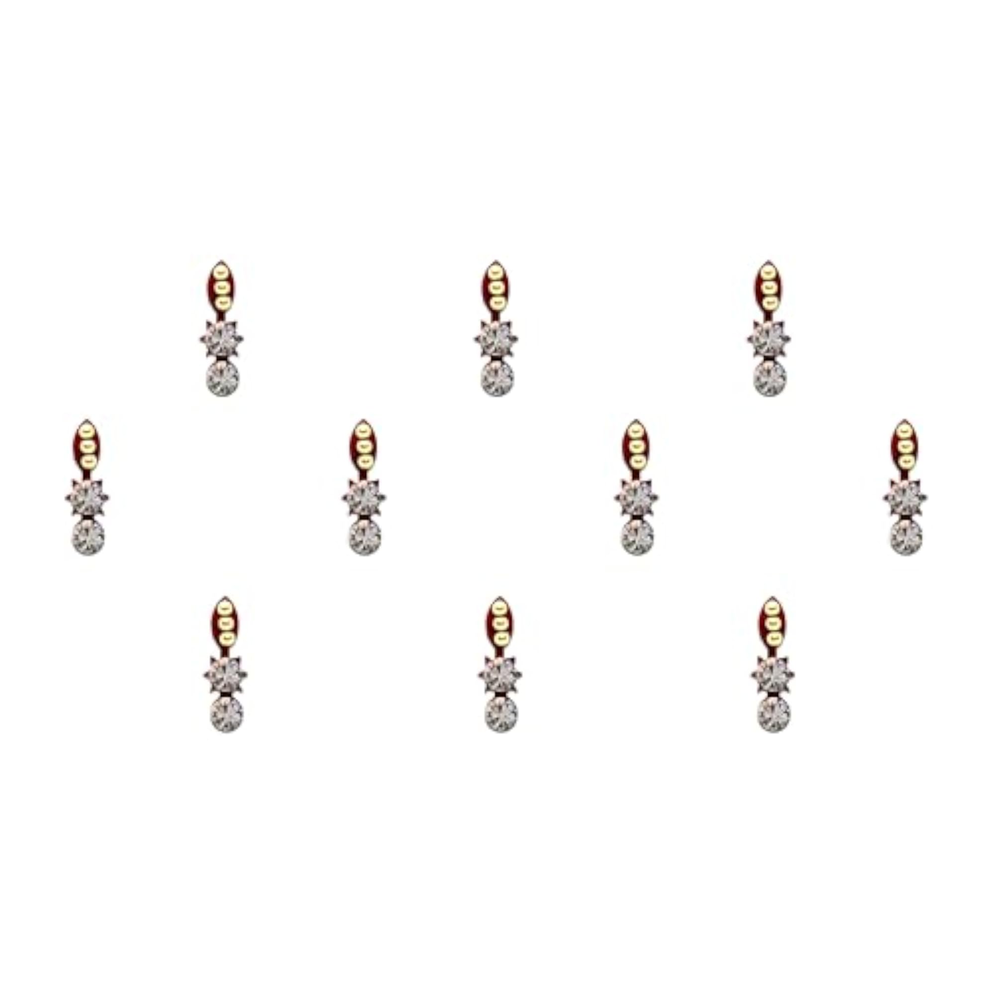 Handcrafted Red Bindis with Stones, Unique Body Art
