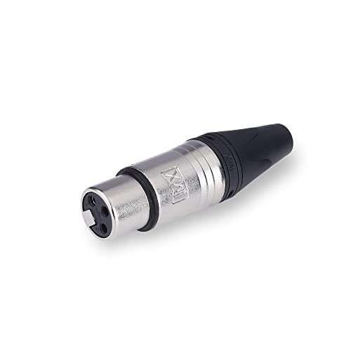 Image of MX XLR Connectors 3 Pin XLR Female Connector for Microphone Audio Socket Made of Pure Copper Nickel Plated XLR Pin for High Conductivity and Ultra-Low Noise (Metal End) Pack of 2