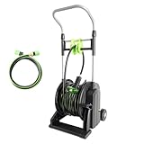 YESTAR Pedal Hose Reel Cart with 82 ft of 1/2" Hose, Portable Water Hose Reel with Wheels, Garden Mobile Tools for Outside, Garden, Yard, Lawn