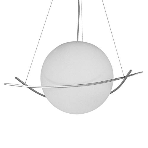 NEG Hängeleuchte GrandePalloni (40,5cm Kugel-Durchmesser) Deckenlampe aus Opalglas und Edelstahl