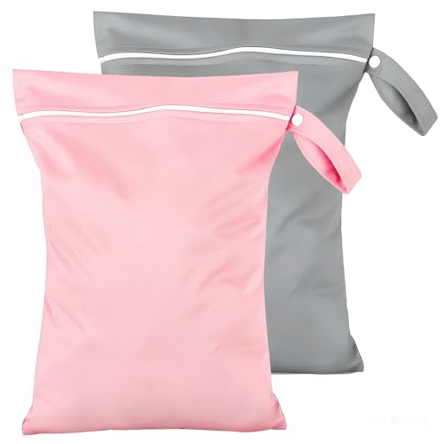 Sac Linge Sale Voyage Imperméable Pliable 40x30cm - 2 Pièces avec Fermeture Éclair et Poignée pour Vêtements Mouillés, Maillot de Bain, Couches Bébé, Gym, Plage,...