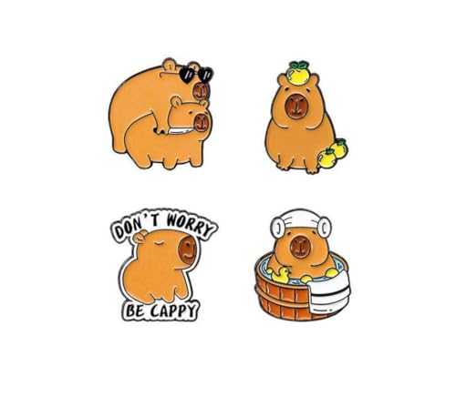 sunruchao 4pcs Animale Capybara Spilla Pin Del Fumetto Lega Distintivo Capibala Acqua Delfino Spilla Carino Scuola Decorazione Pin Risvolto Pin Collare Pin Accessori Gioielli