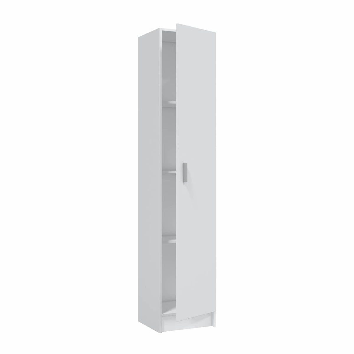 Trentiner Armadio multiuso H: 180 cm L: 37 cm bianco con un'anta, ripiani regolabili e apertura reversibile | Creta