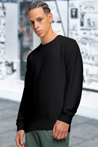 Image of Amazon Brand - Anarva Men's Cotton Sweatshirt | Regular Fit Winter Pullover for Men | Casual Crew Neck Full Sleeve Sweatshirt for Everyday & Outdoor Wear