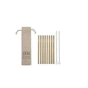 EKM Living Roestvrijstalen rietjesset, rietjes, breukvast, herbruikbaar, vaatwasmachinebestendig, plasticvrij, GmbH…