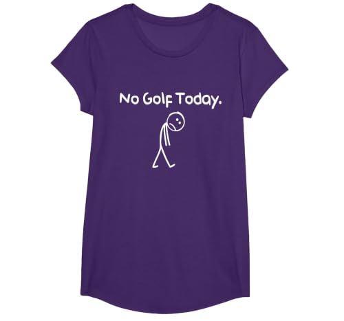 Funny No Golf Today Sad Stickman Golfer Golfers Men Women T-Shirt, Girls, Purple, Large