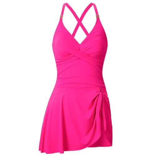 Maillot de bain à jupe avec slip pour femme | Monokini push-up col en V