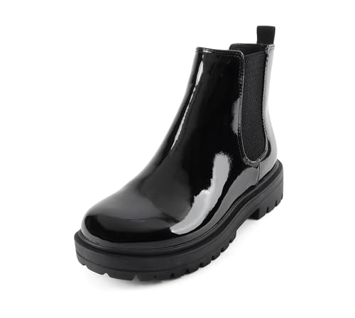 Image of Soda Pilot ~ Women Lug Sole Low Heel Chelsea Fashion Ankle Bootie w /Double Elastic Gore