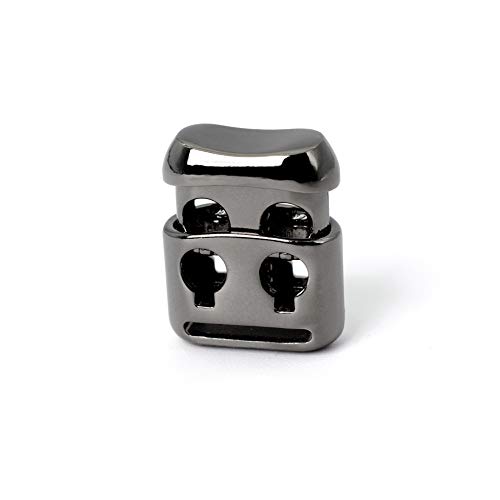 iHYAO Double Hole Metal Cord Locks End Spring Stop Toggle Stoppers（Metal Black，6 PCS）