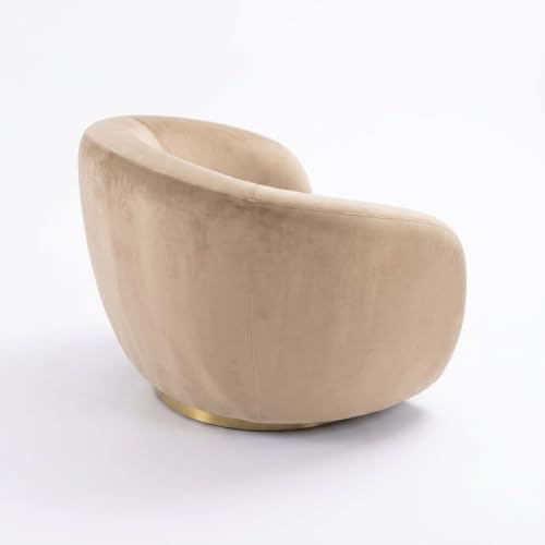 Image of Kingsman Furnitures Brok Swivel Luxury Accent Arm Chair 360 Degree Rotatable Sofa for Home | Bedroom, Living & Drawing Room | Ultra Soft and Comfortable for Lounge (Beige Velvet, Non-Swivel)