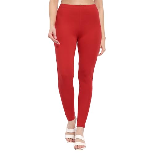 Image of ONE SKY Women Full Length Leggings | Cotton Modal Spandex Blend | High Waist Stretchable & Bio-Washed Fabric | Colour-Lock Technology | Comfortable Leggings for Women