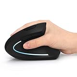 Ergonomic Mouse, Wireless Mouse - LEKVEY 2.4GHz Optical Vertical Wireless Mice : 3 Adjustable DPI 800/1200/ 1600 Levels 6 Buttons, for Laptop, PC, Computer, Desktop, Notebook etc, Black