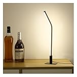 GEPROSMA Corded Bedside Lamp(USB 5V 2A),Metal Table Lamp 17.4"/44cm,Small Desk Reading Lamp 3 Led Modes,Slim Minimalist Modern Design,Mains Powered Light for Bedroom Living Room Home Office,Black