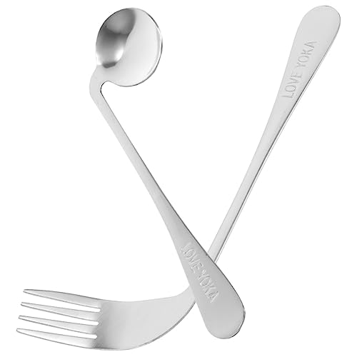 NULYLU 1 Set Angled Spoon Fork for Elderly Disabled Patients Self-Feeding Utensils