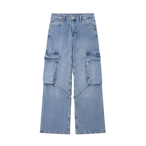 Women’s Baggy Jeans Y2k Cargo Denim Pants Lounge High Waist Loose Denim Pant with Pocket Summer Hiphop Style Streetwear4
