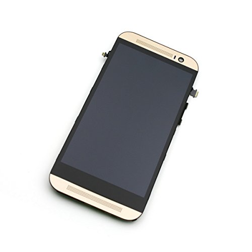 New with Frame Full Assembly Cobom LCD Display Touch Screen Digitizer Complete Replacement for HTC One M8 One (M8) 831c 6525lvw 6995lvw 2014 Edition (Gold)