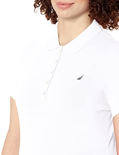 Nautica 9300ZK-1BW-M Women'S 5-Button Short Sleeve Breathable 100% Cotton Polo Shirt thumb #2