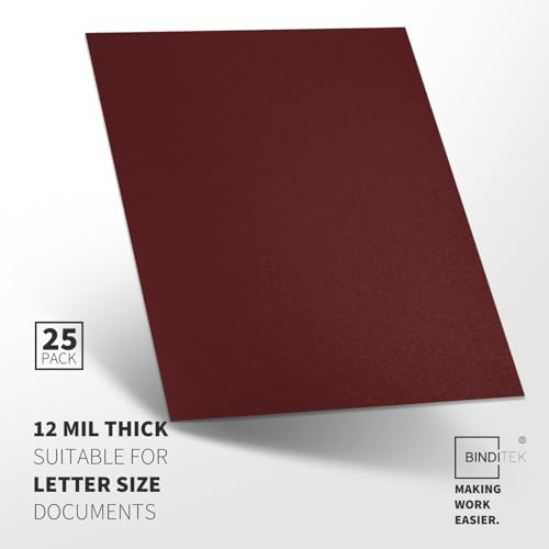 Image of Binditek 12 Mil Sand-Textured Binding Covers, Letter Size, Maroon, 25 Pack