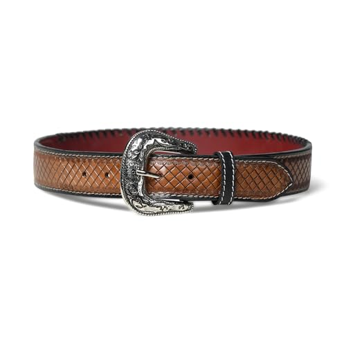Image of Handcrafted Engraved Design Leather Belt with Embossed Buckle by N Z Overseas