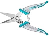 TOTAL - Ciseaux d'électricien - avec lame à dénuder dentelée - Acier inoxydable - 178 mm - Idéal pour les projets électriques