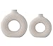Donut Vase Vase En Céramique Blanche, Vase De Fleurs De Décoration Pour Le Salon, Vase D'art Moderne Minimaliste Pour Fleurs Sèches, Accessoires De Décoration Pour N'importe Quelle Pièce-Beige||2pcs