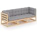vidaXL Madera Maciza de Pino Sofá de Jardín 3 Plazas con Cojines Mobiliario Patio Exterior Terraza Balcón Hogar Sofá Silla Asiento Duradero