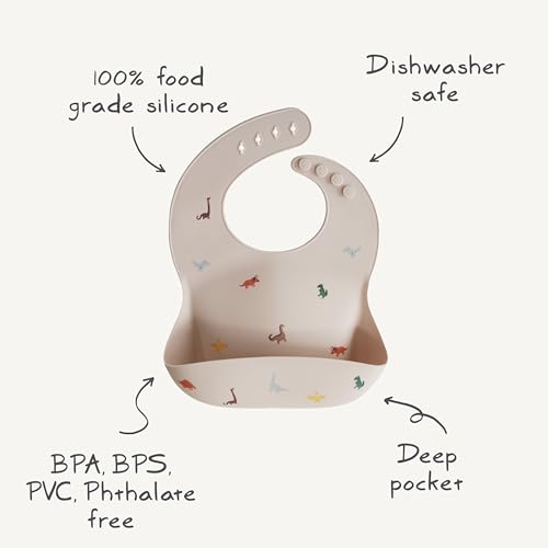 Image of mushie Silicone Baby Bib | Adjustable Fit Waterproof Bibs (Circus)