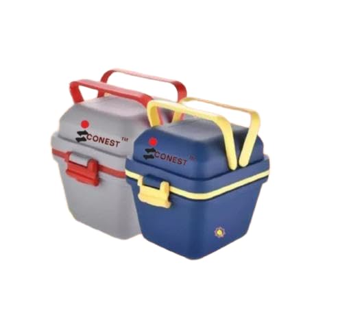 ICONEST ?Airtight Lunchbox Set (Buy 1 GET 1 Free and Pillar)| 3 Compartment Tiffin with Handle & Push Lock | Plastic Tiffinbox for Travelling, (Blue and Grey and Piller (17 -P2800) ICONEST ?Airtight Lunchbox Set (Buy 1 GET 1 Free and Pillar)| 3 Compartment Tiffin with Handle & Push Lock | Plastic Tiffinbox for Travelling, (Blue and Grey and Piller (17 -P2800)