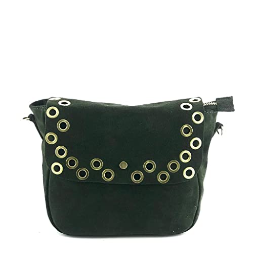 Sac à bandoulière en cuir véritable fabriqué en Italie coloris vert camouflage
