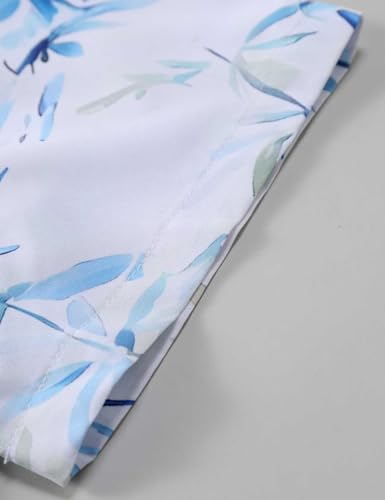 Image of Yimoon Men's Summer 2 Piece Outfits Tropical Print Short Sleeve Button Down Hawaiian Beach Shirt and Shorts Set