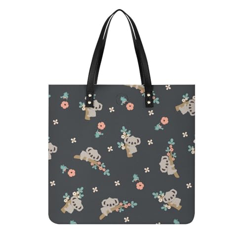 Sac shopping koala mignon en toile imprimé fleurs pour femme format cabas voyage 39x39cm