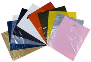 100 WHITE PLASTIC 15" X 18" X 3" LARGE CARRIER BAGS 38cm x 46cm + 7cm