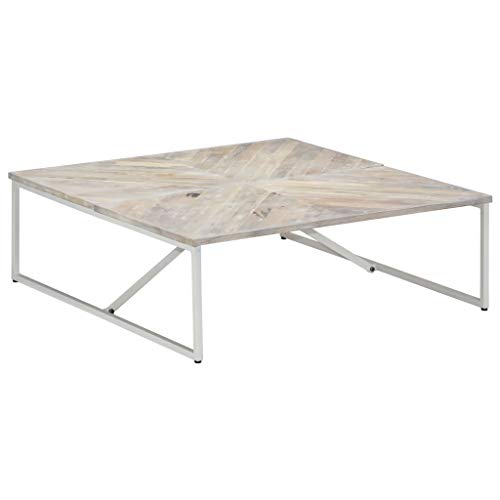 vidaXL Madera Mango Maciza Mesa de Centro Aparador Muebles Mobiliario Sillas Asientos Casa Hogar Bricolaje Salón Comedor Sala de Estar 110x110x36 cm