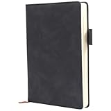 Hoement Pu Leder Notizbuch A5 Business Retro Stil Schwarzes Hardcover Notizbuch fürs Büro und...