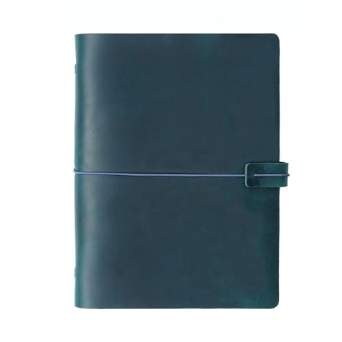 Carnet de notes A5 cuir vintage bleu rechargeable pour écriture et dessin