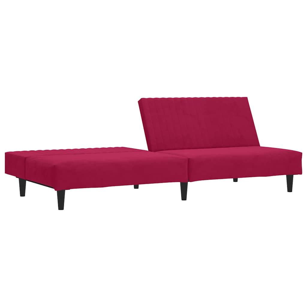 Sofá cama de 2 plazas color rojo vino terciopelo 200 x 84,5 x 69 cm, sofá cama plegable con marco de madera, mini sofá para salón, habitación de invitados, oficina