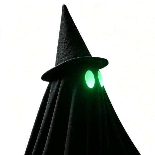 Decoración de Halloween para el hogar con sombrero de bruja negro y centros de mesa luminosos 7