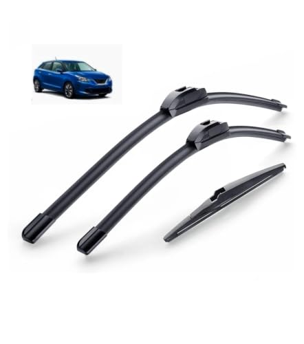 Image of AWB 21 inch+19 inch Frameless /Soft Wiper Blades with 12 inch Rear Specific Wiper Blade Replacement Set for Baleno allroad 2015-2021(Set of 3)