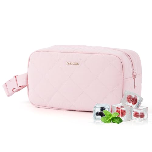 Bolsa térmica pequeña congelable para el trabajo, escuela, viajes, pequeña bolsa de almuerzo, bolsa de aperitivos aislada, mini hielera, bolsa de almuerzo pequeña para yogur (rosa claro)