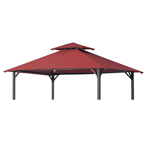 Easylee 8'X5' Grill Gazebo Replacement Canopy Top Double Tiered Bbq Tent Cover Fit For Gazebo Model L-Gg001Pst、L-Gz238Pst(Burgundy) #TOP11