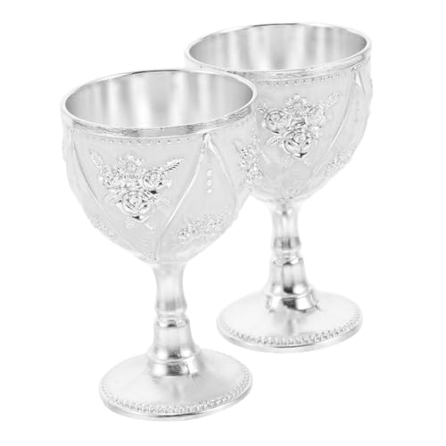 Ciieeo 2Pcs European Style Wine Goblets Vintage High Foot Design Wine Holders Elegant Party Cups with Smooth Surface Unique Home Decor and Option