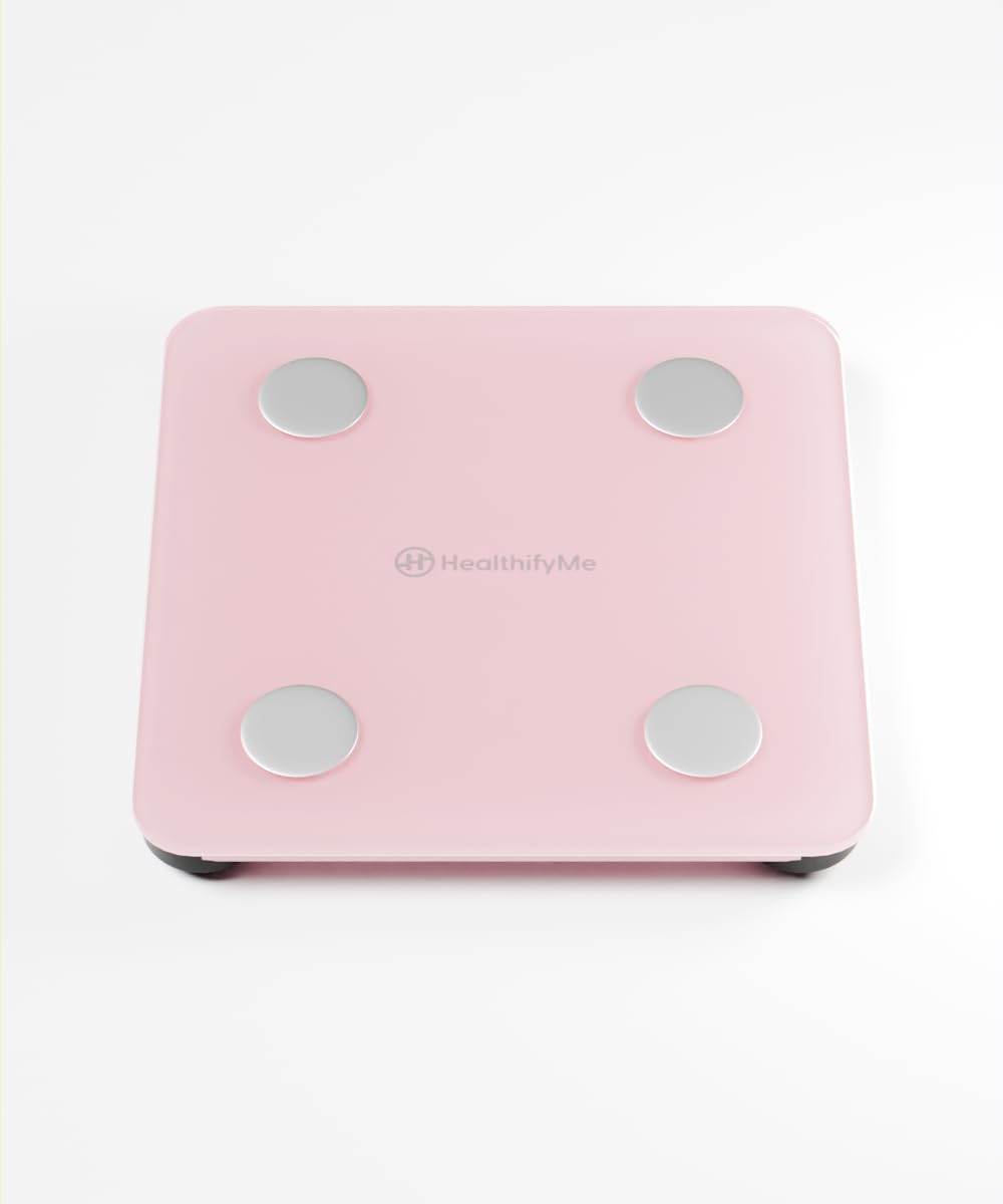Healthifyme Smart Scale, Weighing Scale For Body Weight Get Data Driven Smart Weight Loss And Track 11 Plus Key Body Metrics In Healthifyme App|1 Month Free Smart Plan| 2 Years Warranty (Pink)