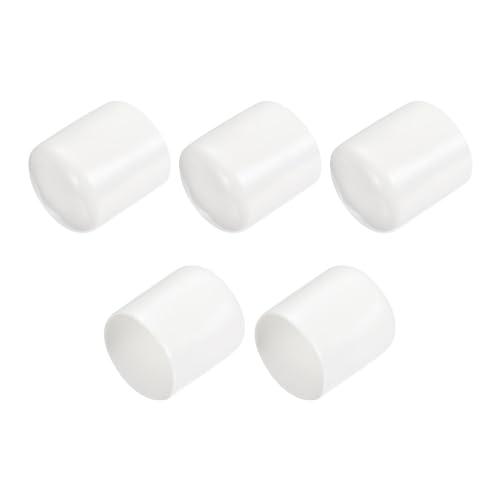 uxcell 5pcs Rubber End Caps 30mm ID Vinyl PVC Round Tube Bolt Cap Cover Screw Thread Protectors White