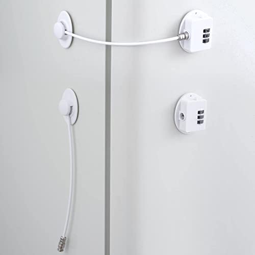 2 Stück Kühlschrankschloss mit digitalem Passwort Kühlschrankschloss Kindersicherung, Schrankschloss mit Starkem Klebstoff für Schubladen Kühlschrank Gefrierschrank (weiß) Cover