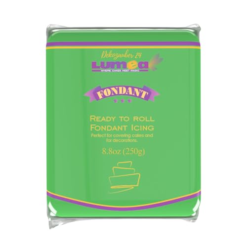 Dekozauber24 Premium Fondant 250g 19 Farben Rollfondant ausgerollt weich und biegsam Torte Kuchen Tortendeko (Grün)