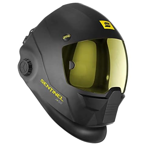 ESAB 0700000800 Sentinel A50 Welding Helmet, Black Low-Profile Design, High Impact Resistance Nylon, Infinitely-Adjustable, Color Touch Screen Controls, 3.93" x 2.36" Viewing Lens Cover
