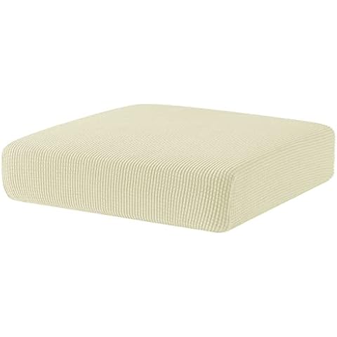 SUBRTEX Stretch Cushion Cover Soft Sofa Seat Slipcover Spandex Chair Couch Cover Suitable for 1-2-3 Seaters Replacement for Furniture Protector(Ivory, Small) Cover