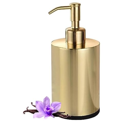 Gold Kitchen Soap Dispenser,Gold Dish Soap Dispenser for Kitchen Sink,Anti Rust Gold Soap Dispenser, Stainless Steel Bathroom Soap Dispenser,Refillable Liquid Soap Dispenser with 15OZ Bottle Cover