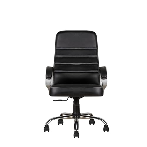 Image of CELLBELL C99 Apex Ergonomic High Back Executive Boss Chair for Home & Office | Premium Leatherette Revolving Computer Chair with Thick Cushion Seat, Soft Armrests & Height Adjustment (Full Black)